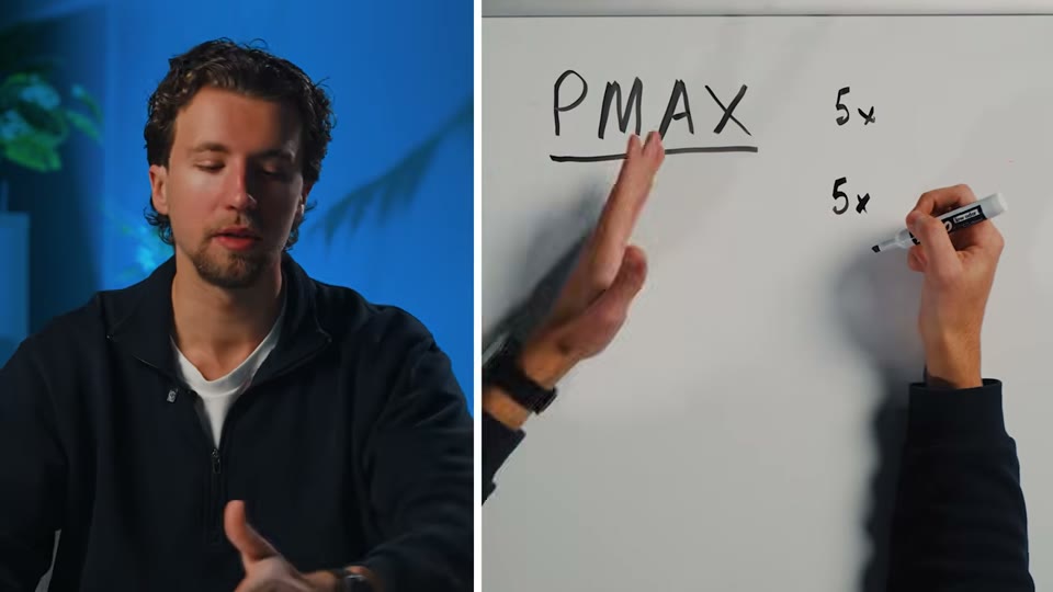PMax의 역사와 초기 테스트 결과를 설명하는 장면