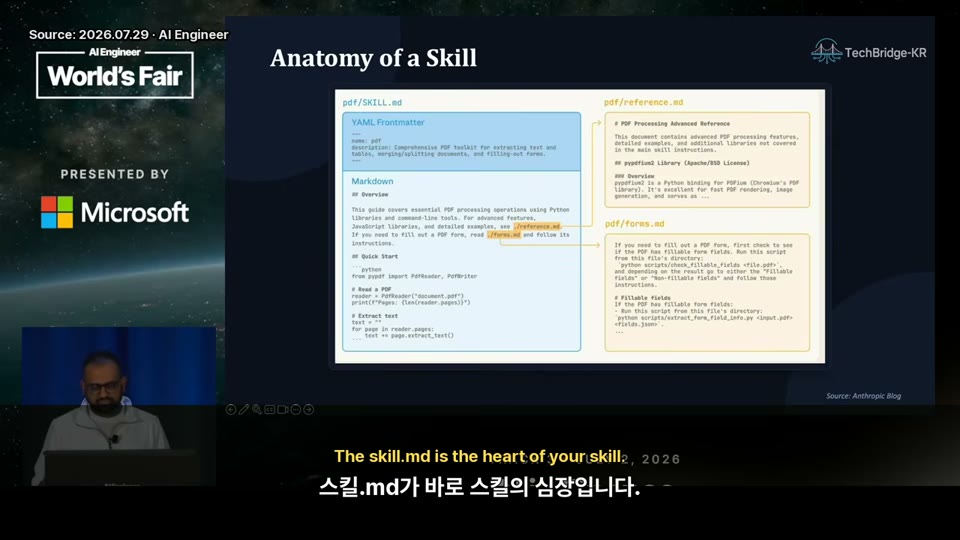 SKILL.md 파일 구조를 설명하는 슬라이드