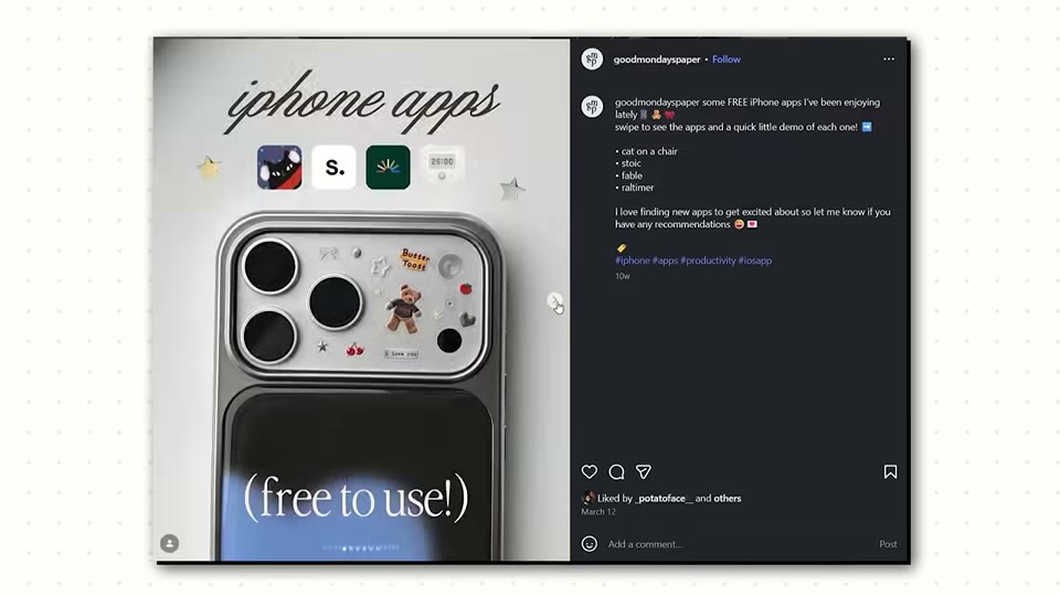 Instagram iPhone apps 소개 게시물