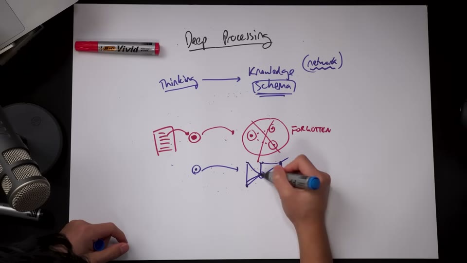 Deep Processing 개념도: Thinking → Knowledge Schema