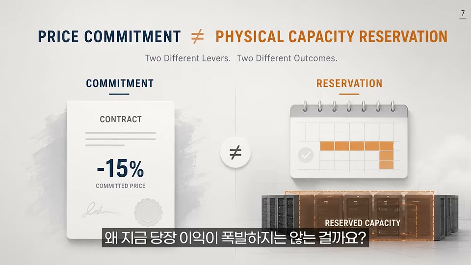 가격 약정과 물리적 용량 예약의 차이
