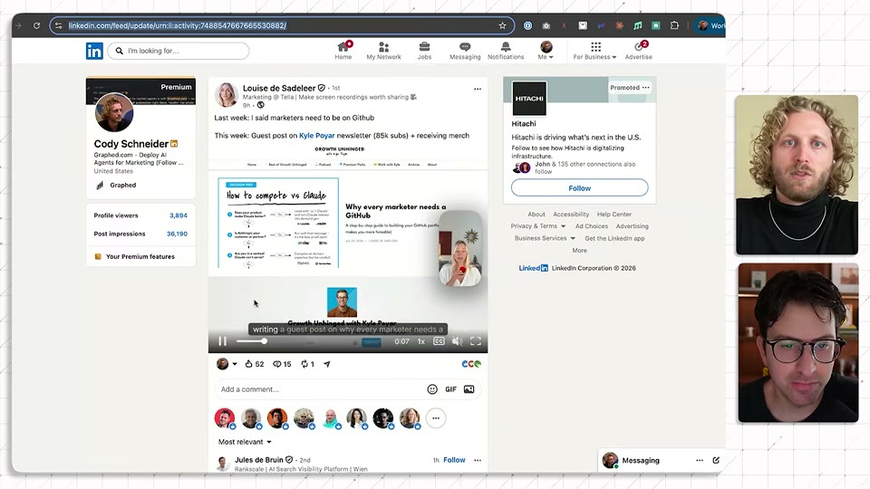 LinkedIn 게시물 인게이지먼트 예시 화면