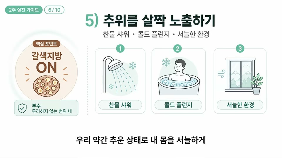 2주 실천 가이드 중 5) 추위를 살짝 노출하기 슬라이드